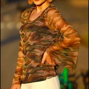 Beautiful sheer camouflage blouse with cami .